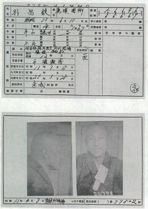  박창철 선생의 재소자신분카드