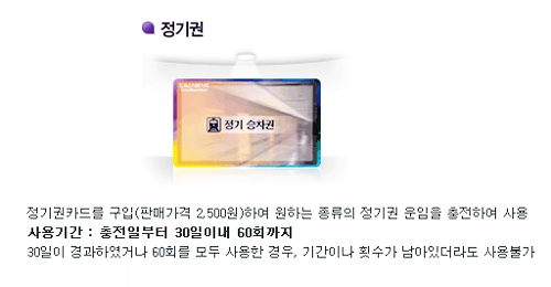 지하철 정기권의 모습 (출처: 도시철도공사)