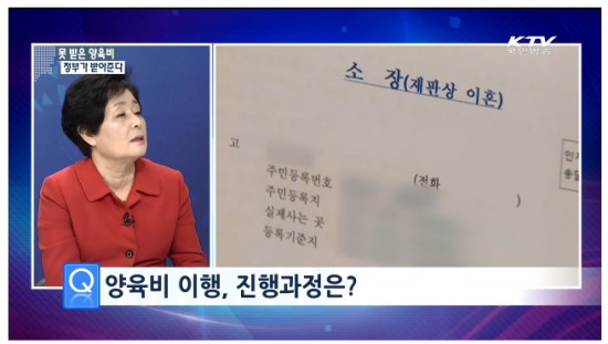 이선희원장님은 양육비란 자녀가 정상적으로 성장하기 위한 생계비라고 KTV 인터뷰에서 밝히셨다 (사진출처)