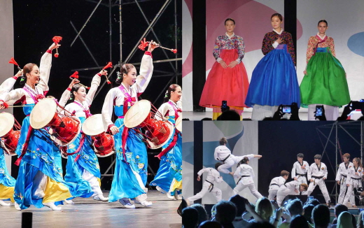 전야제 행사에는 한국의 전통 무용인 장고춤, ‘케이 타이거즈(K-Tigers)’의 태권도 시범 공연, 한복진흥센터의 한복 패션쇼 등 다채로운 공연이 펼쳐지고 있다.