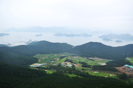 미륵산 정상에서 바라본 한려수도의