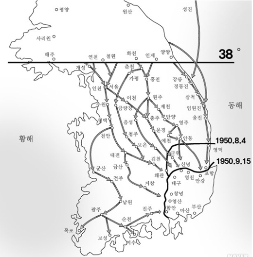 북한군 진출선 (출처: 국가기록원)