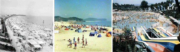 사진 왼쪽부터 대천해수욕장(1976), 몽산포해수욕장(1976), 워커힐 수영장(1976).