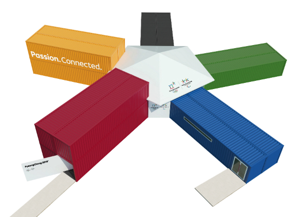 동계올림픽홍보체험관은 올림픽기인 오륜기를 상징색인 5색을 이용해 다섯 개 테마로 구성됐다.