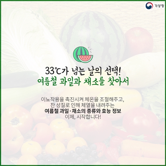 폭염 대처 Tip, 체온을 낮춰주는 채소와 과일