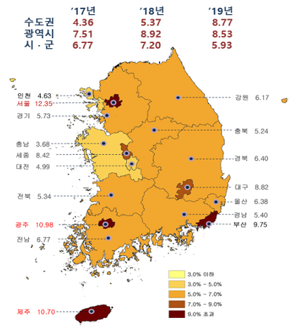 전국 공시지가 평균 8.03% 올라…서울은 12.35%