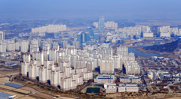 전남 나주시에서 헬기를 타고 내려다 본 광주전남 공동혁신도시의 모습.