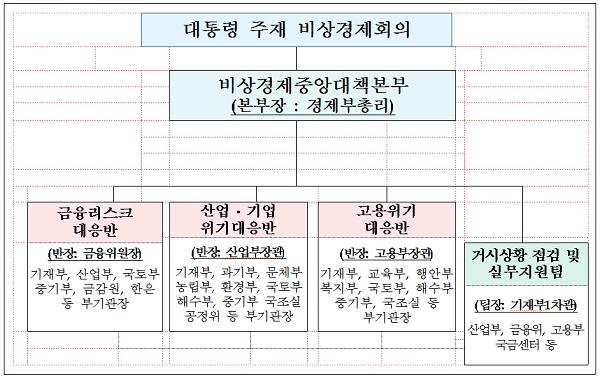 비상경제 중앙대책본부 조직도.