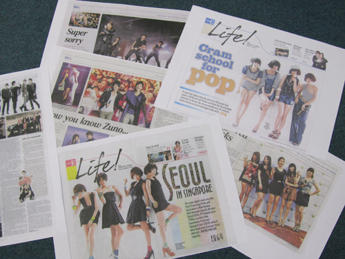 싱가포르 The Straits Times의 K-Pop 기사들.