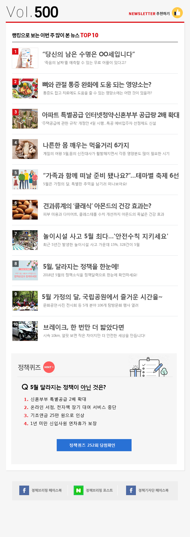 정책브리핑 뉴스레터 500호