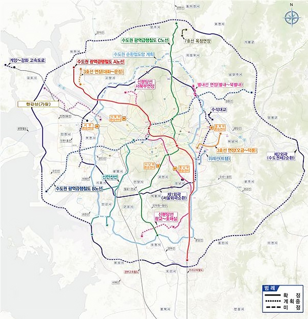 수도권 철도 중추망 및 복합환승센터 구축안