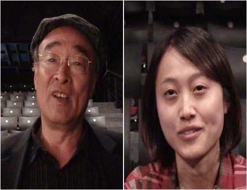 관객 박정기(70,한국희곡창작워크샵 대표) 씨와 김혜진(21, 연세대) 씨가 공연소감을 말하고 있다