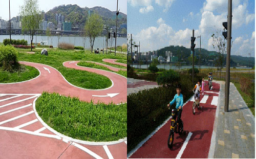 서울시는 시민들의 자전거타기운동과 함께 성인들의 자전거교육도 실시하고 있다. (출처 : 서울시 한강사업본부)