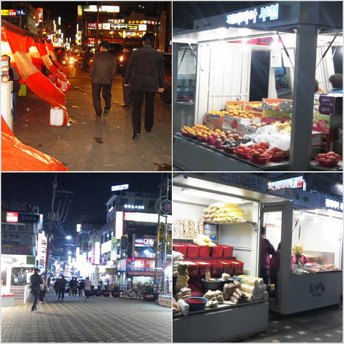 부천시 송내역 남부광장 노점의 변화모습 (좌측상단만 경비전의 모습이다)