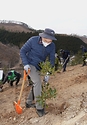 박종호 산림청장이 24일 경남 거제시 연초면에서 ‘2050 탄소중립 선언’ 달성을 위한 2021년 첫 나무심기 행사에 참석해 참가자들과 붉가시나무를 심고 있다.
