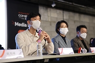 박재욱 코리아스타트업포럼 의장이 18일 서울 강남구 역삼동 마루180에서 열린 ‘컴업(COMEUP) 2022’ 기자브리핑에서 발언을 하고 있다.