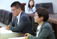 이스란 보건복지부 연금정책국장이 10일 서울 영등포구 소상공인연합회에서 열린 ‘상생의 연금개혁 추진을 위한 소상공인과의 간담회’를 주재하고 있다.