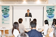 박용민 외교부 다자외교조정관이 10일 서울 종로구 외교부 청사에서 열린 ‘2023 군축·비확산 청년사절단 발대식’에서 격려사를 하고 있다.
