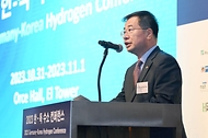 강경성 산업통상자원부 2차관이 31일 서울 서초구 엘타워 오르체홀에서 열린 ‘제4회 한-독일 수소 컨퍼런스’에 참석해 축사를 하고 있다.