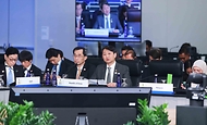 안덕근 산업통상자원부 통상교섭본부장이 15일(현지시간) 미국 샌프란시스코 모스코니 센터에서 열린 ‘APEC 외교통상합동각료회의 세션2’에서 발언하고 있다.