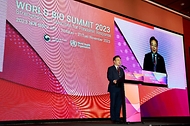 조규홍 보건복지부 장관이 20일 서울 영등포구 콘랜드 호텔에서 열린 ‘2023 세계 바이오 서밋’에 참석해 발언하고 있다.