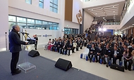 유인촌 문화체육관광부 장관이 22일 경남 진주 국립저작권박물관에서 열린 ‘국립저작권박물관 개관 및 저작권 특화도시 선포식’에서 축사를 하고 있다.