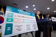 이종호 과학기술정보통신부 장관이 27일 서울 종로구 정부서울청사 본관 브리핑룸에서 ‘윤석열 정부 R&D 혁신방안 및 글로벌 R&D 추진전략’ 관련 브리핑을 하고 있다.