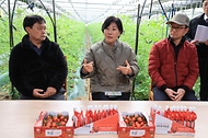 송미령 농림축산식품부 장관이 2일 충남 부여군 시설 농가를 방문하여 농업인의 경영 애로사항을 청취하고 함께 의견을 나누고 있다.