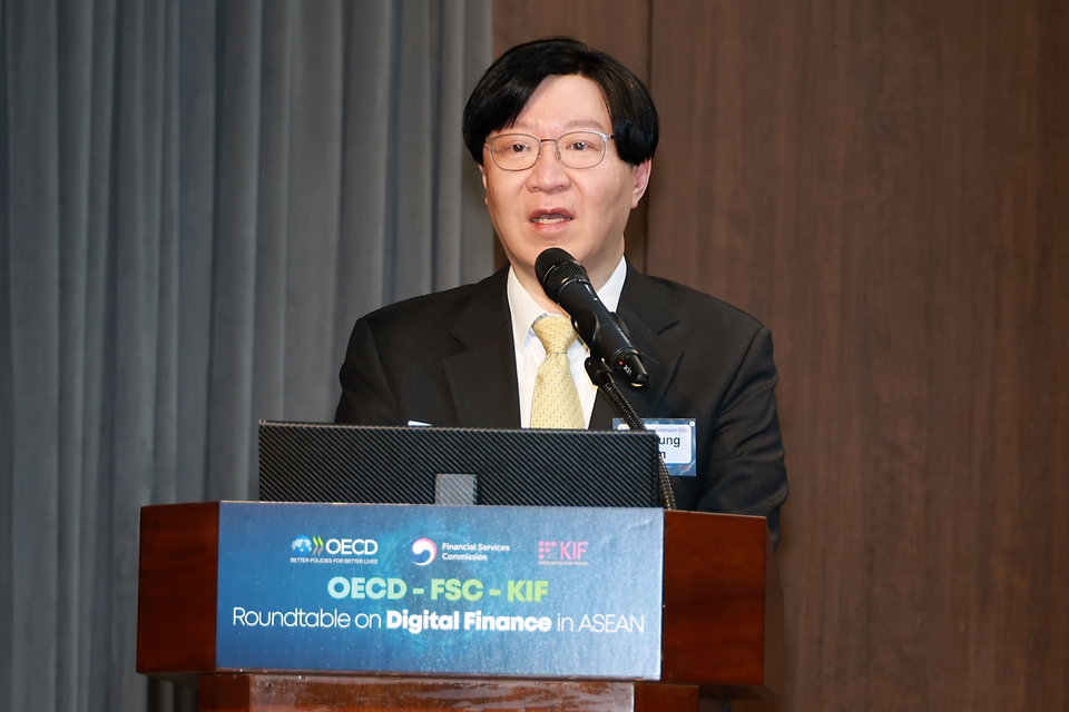 김소영 금융위원회 부위원장이 18일 오전 서울 중구 은행회관에서 개최한 한국-OECD 디지털금융 라운드테이블에서 개회사하고 있다.