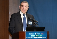 까르미네 디 노이아 OECD 재무기업국장이 18일 오전 서울 중구 은행회관에서 개최한 한국-OECD 디지털금융 라운드테이블에서 개회사하고 있다.
