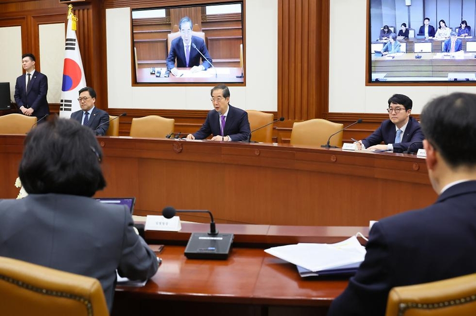 한덕수 국무총리가 5일 서울 종로구 정부서울청사에서 열린 ‘제36회 국정현안관계장관회의’에 참석해 발언하고 있다.