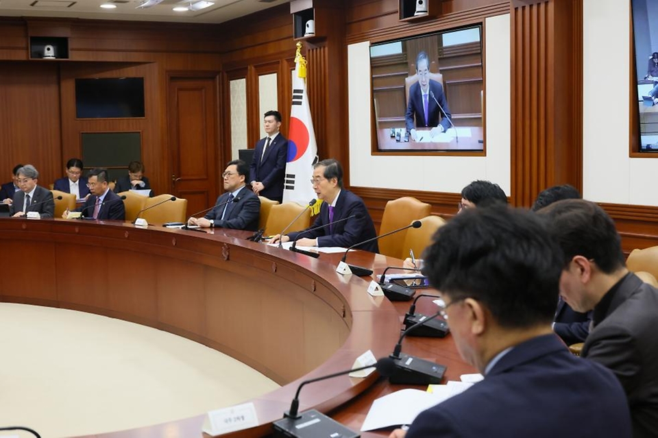 한덕수 국무총리가 5일 서울 종로구 정부서울청사에서 열린 ‘제36회 국정현안관계장관회의’에 참석해 발언하고 있다.