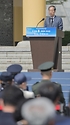 한덕수 국무총리가 26일 오전 대전 국립대전현충원에서 열린 제1회 순직의무군경의 날 기념식에서 기념사를 하고 있다.  