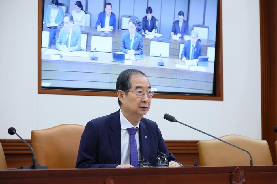 한덕수 국무총리가 2일 서울 종로구 정부서울청사에서 열린 ‘제38회 국정현안관계장관회의’에 참석해 발언하고 있다.