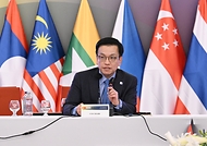 최상목 경제부총리 겸 기획재정부 장관이 3일(현지시간) 조지아 트빌리시 풀만 호텔에서 열린 ‘ASEAN+3 재무장관회의’에서 공동의장국 의장으로 개회사를 하고 있다. 