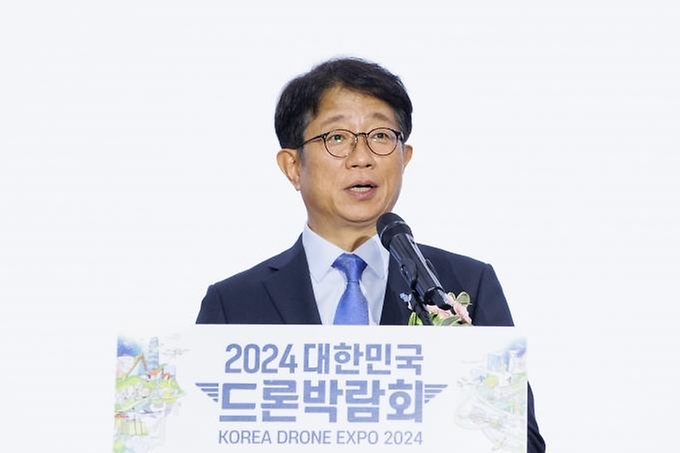 박상우 국토교통부 장관 9일 인천 연수구 송도컨벤시아에서 열린 ‘2024 대한민국 드론 박람회’ 개막식에서 축사하고 있다.