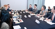 안덕근 산업통상자원부 장관이 20일 서울 강남구 조선팰리스호텔에서 헬렌 클락슨(Helen Clarkson) RE100 캠페인 대표와 면담하고 있다. 