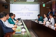 한덕수 국무총리가 14일 의사집단행동 대비 현장 점검차 서울 동작구 보라매병원을 찾아 직원들을 격려하고 현황 보고를 받기에 앞서 인사말을 하고 있다.