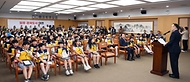 이한경 행정안전부 재난안전관리본부장이 19일 대전 서구 대전시청에서 열린 ‘대전시 어린이 안전히어로즈 발대식’에서 격려사를 하고 있다.