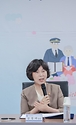 강정애 국가보훈부 장관이 24일 오전 서울시 용산구 서울지방보훈청에서 열린 국가보훈부-전국은행연합회 국가유공자 소원 들어주기 ‘이루어드림’ 업무협약식에 참석해 인사말을 하고 있다.