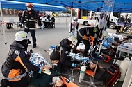 20일 전북 전주 덕진구에서 행전안전부 주관하는 ‘레디코리아’ 전기차 화재대응훈련이 실시되고 있다.