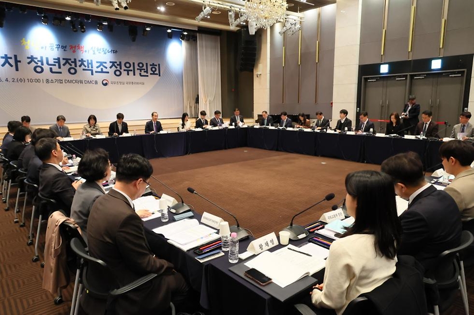 한덕수 대통령 권한대행 국무총리가 2일 마포 중소기업DMC타워에서 청년정책조정위원회를 주재하고 있다.