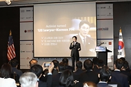 김민석 국무총리가 22일 여의도 콘래드서울 호텔에서 열린 주한미국상공회의소(암참) 세미나에 참석, 기조연설을 하고 있다.