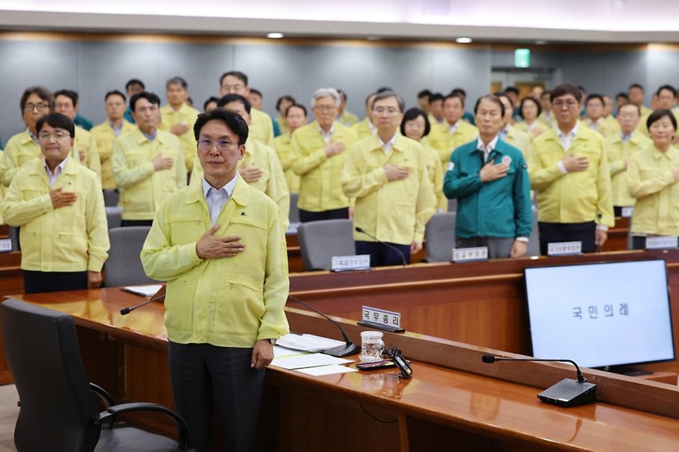 김민석 국무총리가 5일 세종대로 정부서울청사에서 열린 을지연습 준비보고회의를 주재하고 있다.