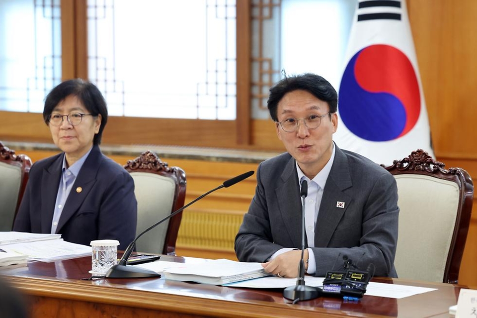 김민석 국무총리가 5일 세종대로 정부서울청사에서 열린 제7차 바이오헬스혁신위원회를 참석, 모두발언을 하고 있다.