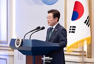 이재명 대통령이 14일 청와대 영빈관에서 열린 '광복 80주년, 대통령의 초대' 행사에서 인사말을 하고 있다.