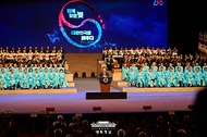 이재명 대통령이 15일 서울 종로구 세종문화회관에서 열린 제80주년 광복절 경축식에서 경축사를 하고 있다.
