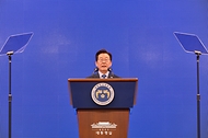 이재명 대통령이 21일 서울 서대문구 경찰청에서 열린 제80주년 경찰의 날 기념식에서 기념사를 하고 있다.