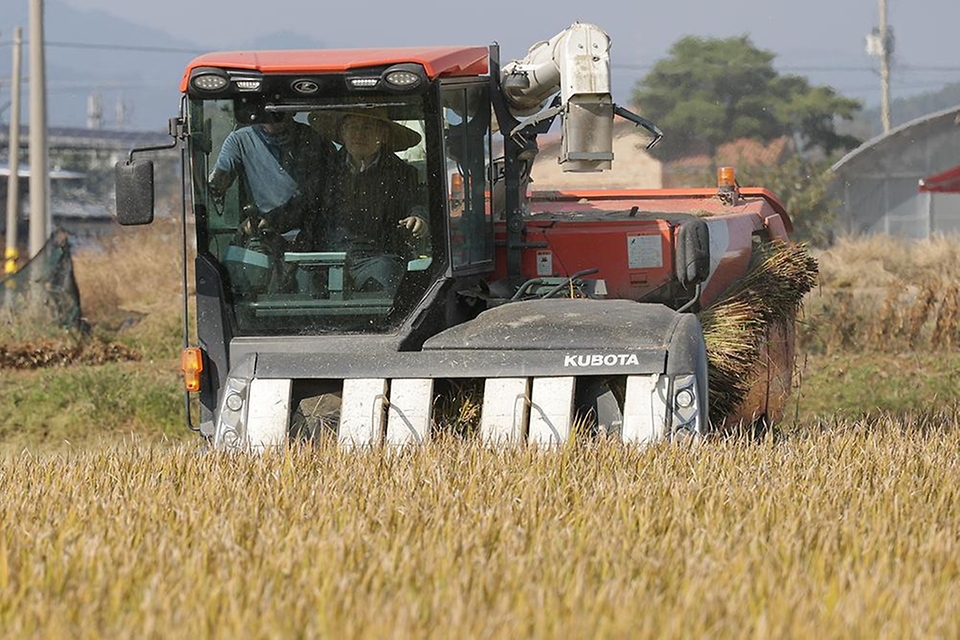 이승돈 농촌진흥청장은 10월 29일 충남 공주시 의당면 일대 벼 수확 현장을 찾아 농업인을 격려하고, 벼 품질 향상을 위한 수확 관리 사항을 당부했다.