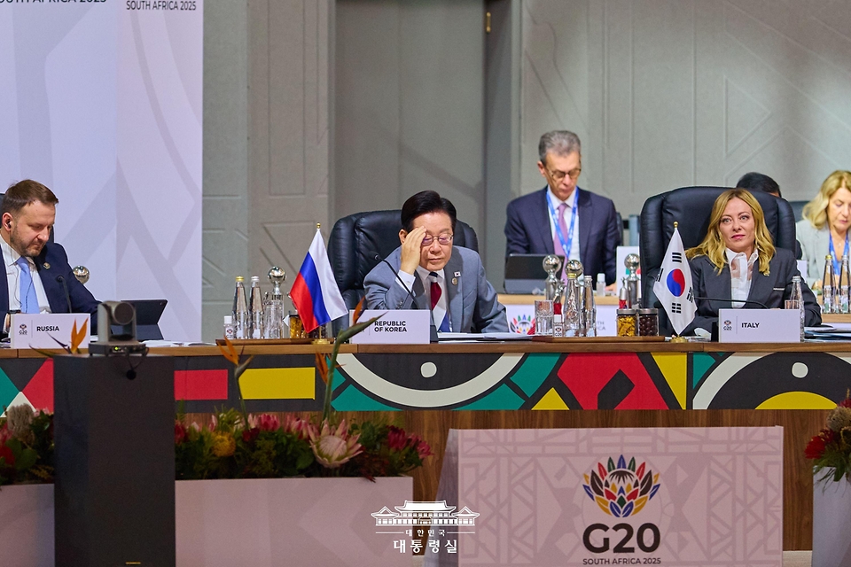 이재명 대통령이 22일(현지시간) 남아프리카공화국 요하네스버그 엑스포 센터에서 열린 G20 정상회의에 참석해 있다. 